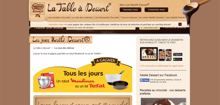 Jeu Nestlé Dessert La roue des délices