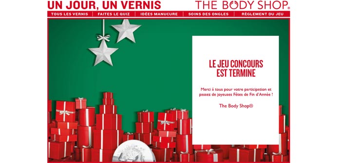 Jeu Calendrier de l'Avent The Body Shop