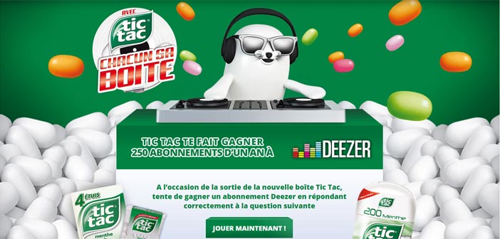Grand Jeu Tic Tac Deezer