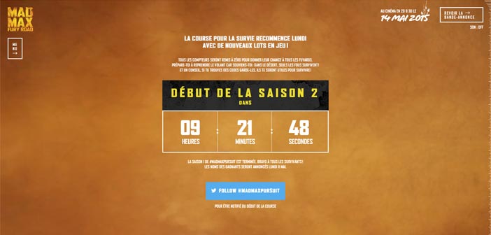 Jeu Concours Mad Max Fury Road Pursuit