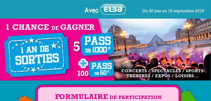 Jeu la Rentrée Elba 1 an de sortie