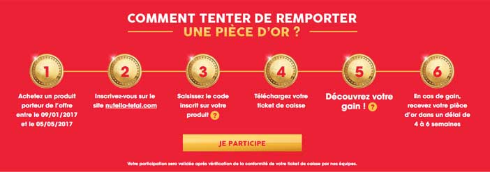 Jeu Nutella Tefal 10000 pieces d'or