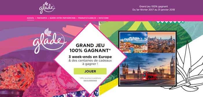 Respirezevadez-vous.com - Jeu Glade 100% Gagnant Glade