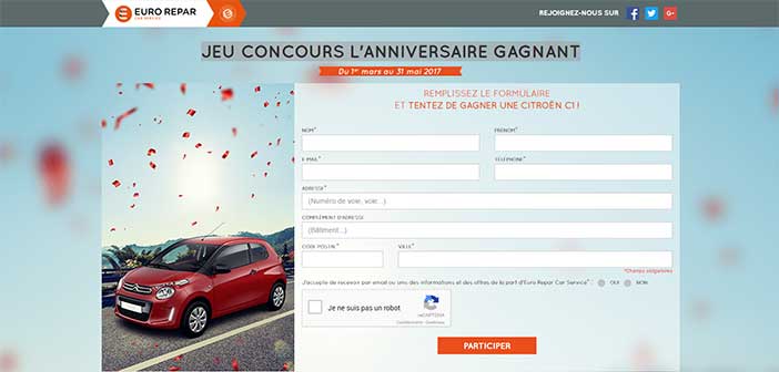 Jeu Anniversaire Gagnant Euro Repar