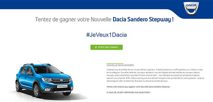 Jeveux1dacia.fr - Jeu Concours Dacia Sandero 2017