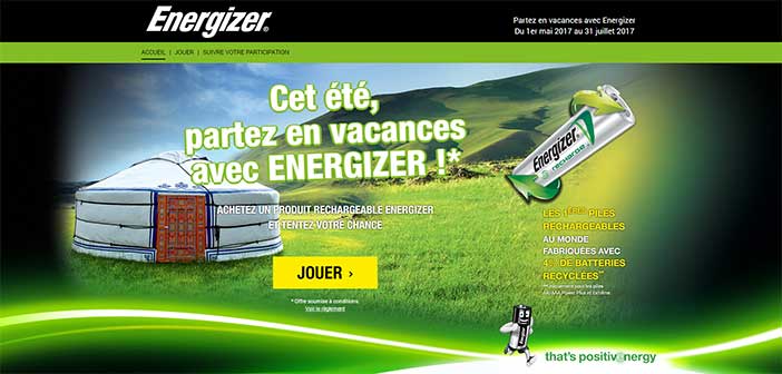 www.energizer-promo.fr - Jeu Energizer Partez en vacances