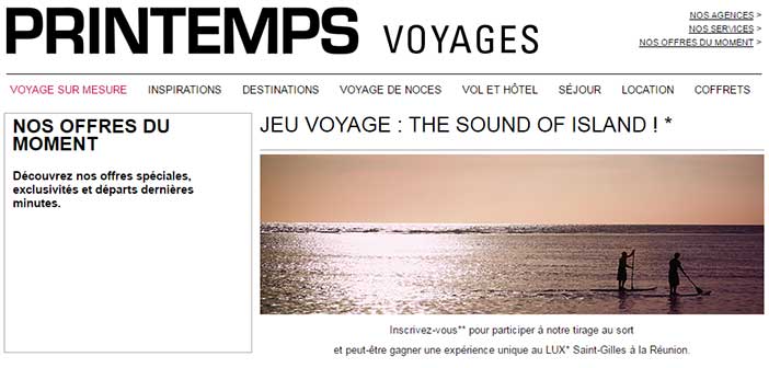 www.printempsvoyages.com - Jeu Printemps Voyage The Sound of Island