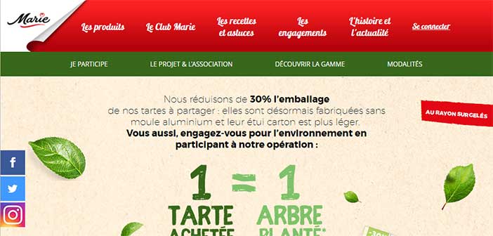 www.marie.fr/plantez-un-arbre - Opération Marie 1 tarte acheté = 1 arbre planté