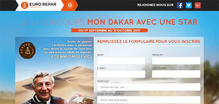 www.eurorepar.fr - Jeu Euro Repar Mon Dakar avec une Star