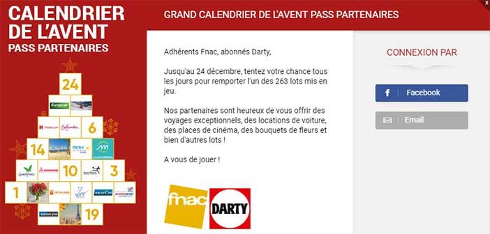 www.passfnacdarty.com - Jeu Calendrier de l'Avent Pass Partenaires Fnac Darty