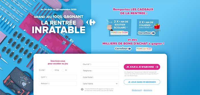 www.carrefour.fr - Grand Jeu La Rentrée Inratable Carrefour