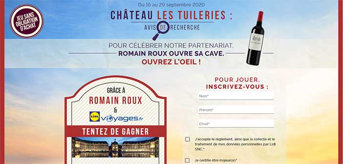 www.lidl-vins.fr - Jeu Lidl Château Les Tuileries - Avis de recherche