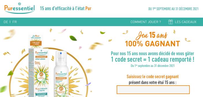 www.15ans.puressentiel.com - Grand Jeu Puressentiel 15 ans