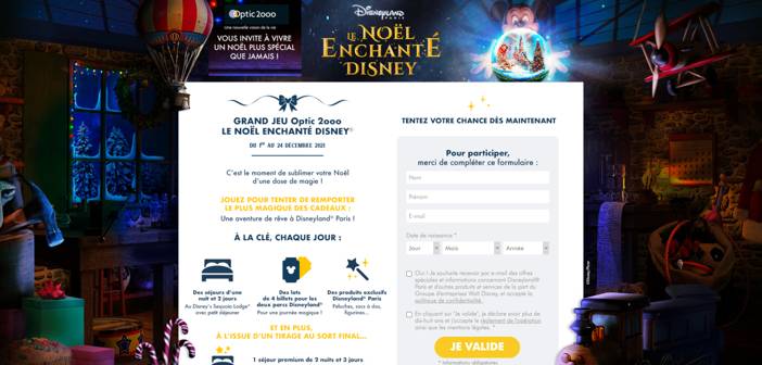 www.optic2000.com - Grand Jeu de Noël enchanté Disney