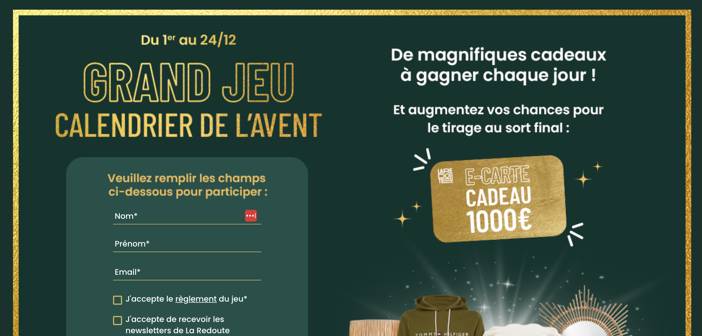 Jeu Calendrier de l'Avent La Redoute www.laredoute.fr